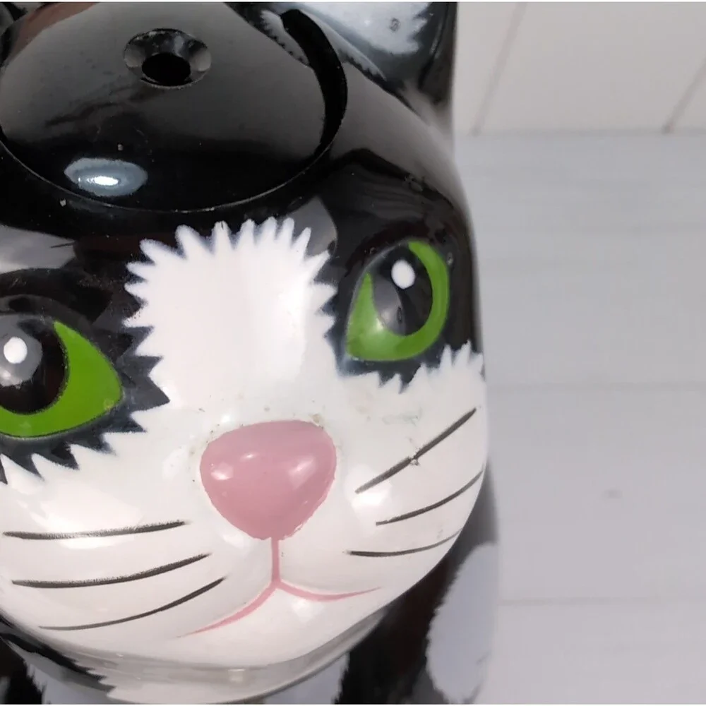 VTG Kitschy Cat Whistling Tea Kettle Black Tuxedo Cat 1990s Ancona Tea Pot